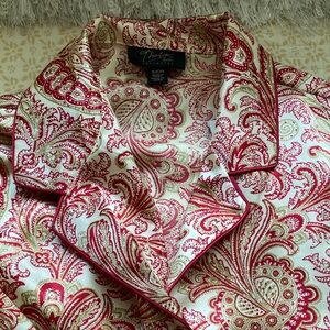Thalia Sodi Red and Cream Paisley Pajama Set